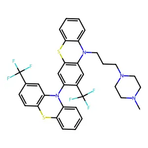 10-[3-(4-methylpiperazin-1-yl)propyl]-2-(trifluoromethyl)-3-[2-(trifluoromethyl)phenothiazin-10-yl]phenothiazine structure