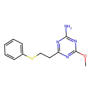 1,3,5-Triazin-2-amine, 4-methoxy-6-(2-(phenylthio)ethyl)- structure