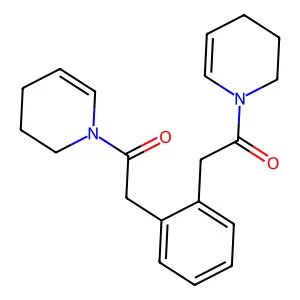 1-(3,4-dihydro-2H-pyridin-1-yl)-2-[2-[2-(3,4-dihydro-2H-pyridin-1-yl)-2-oxoethyl]phenyl]ethanone structure