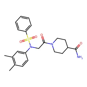 1-[2-[N-(benzenesulfonyl)-3,4-dimethylanilino]acetyl]piperidine-4-carboxamide structure