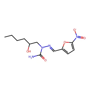 1-(2-hydroxyhexyl)-1-[(5-nitrofuran-2-yl)methylideneamino]urea structure