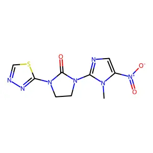1-(1-methyl-5-nitroimidazol-2-yl)-3-(1,3,4-thiadiazol-2-yl)imidazolidin-2-one structure