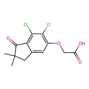 2-[(6,7-dichloro-2,2-dimethyl-1-oxo-3H-inden-5-yl)oxy]acetic acid structure