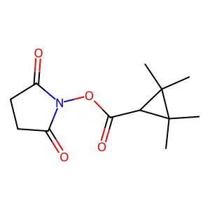 1-{[(2,2,3,3-tetramethylcyclopropyl)carbonyl]oxy}pyrrolidine-2,5-dione structure