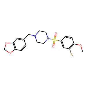1-(1,3-benzodioxol-5-ylmethyl)-4-(3-bromo-4-methoxyphenyl)sulfonylpiperazine structure