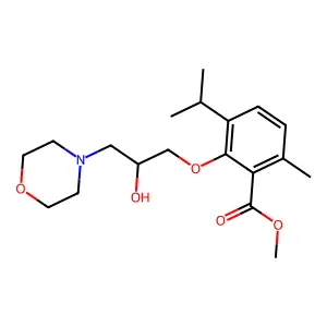 methyl 2-(2-hydroxy-3-morpholin-4-ylpropoxy)-6-methyl-3-propan-2-ylbenzoate structure