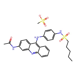 (3-acetamidoacridin-9-yl)-[4-(pentylsulfonylamino)phenyl]azaniummethanesulfonate structure