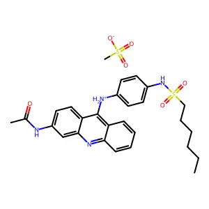 N-(9-(4-(Hexylsulfonamido)anilino)acridin-3-yl)acetamide methanesulfonate structure