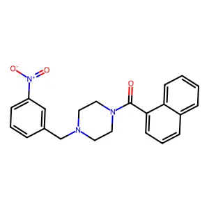 1-(1-naphthoyl)-4-(3-nitrobenzyl)piperazine structure