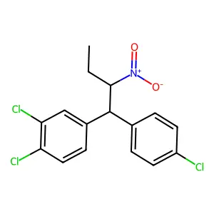 1,2-dichloro-4-[1-(4-chlorophenyl)-2-nitrobutyl]benzene structure