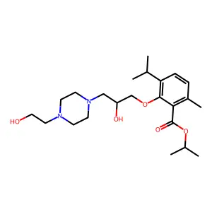 propan-2-yl 2-[2-hydroxy-3-[4-(2-hydroxyethyl)piperazin-1-yl]propoxy]-6-methyl-3-propan-2-ylbenzoate structure