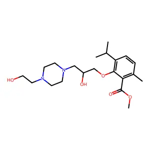 methyl 2-[2-hydroxy-3-[4-(2-hydroxyethyl)piperazin-1-yl]propoxy]-6-methyl-3-propan-2-ylbenzoate structure