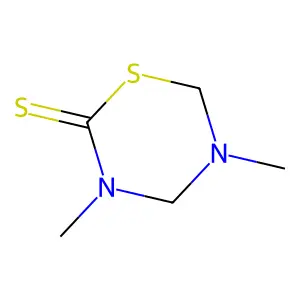 3,5-Dimethyl tetrahydro-2-H,1,3,5-thiadiazone-2-thione structure