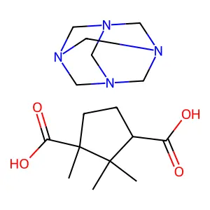 1,3,5,7-tetrazatricyclo[3.3.1.13,7]decane;trans-(1R,3S)-1,2,2-trimethylcyclopentane-1,3-dicarboxylic acid structure