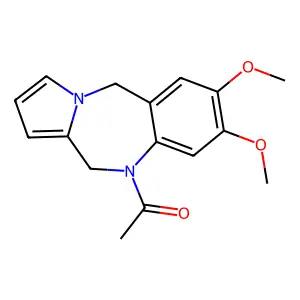 1-(2,3-dimethoxy-6,11-dihydropyrrolo[2,1-c][1,4]benzodiazepin-5-yl)ethanone structure