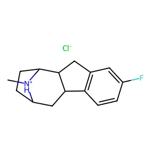 (2S,10S)-6-fluoro-15-methyl-15-azoniatetracyclo[10.2.1.02,10.04,9]pentadeca-4(9),5,7-triene chloride structure