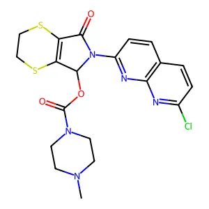 [6-(7-chloro-1,8-naphthyridin-2-yl)-5-oxo-3,7-dihydro-2H-[1,4]dithiino[2,3-c]pyrrol-7-yl] 4-methylpiperazine-1-carboxylate structure