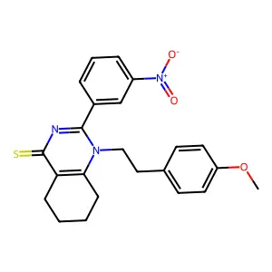 1-[2-(4-methoxyphenyl)ethyl]-2-(3-nitrophenyl)-5,6,7,8-tetrahydroquinazoline-4-thione structure