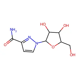 1-[(2R,3R,4S,5R)-3,4-dihydroxy-5-(hydroxymethyl)oxolan-2-yl]pyrazole-3-carboxamide structure