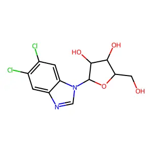 (2R,3R,4S,5R)-2-(5,6-dichlorobenzimidazol-1-yl)-5-(hydroxymethyl)oxolane-3,4-diol structure