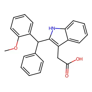 2-((2-Methoxyphenyl)phenylmethyl)-1H-indole-3-acetic acid structure