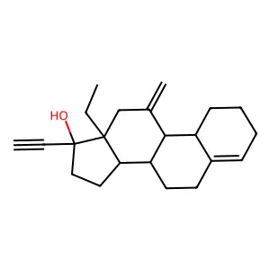 (8S,9S,10R,13S,14S,17R)-13-ethyl-17-ethynyl-11-methylidene-1,2,3,6,7,8,9,10,12,14,15,16-dodecahydrocyclopenta[a]phenanthren-17-ol structure