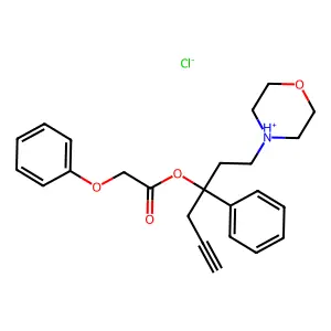 (1-morpholin-4-ium-4-yl-3-phenylhex-5-yn-3-yl) 2-phenoxyacetate chloride structure