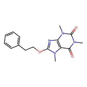 1,3,7-trimethyl-8-(2-phenylethoxy)purine-2,6-dione structure