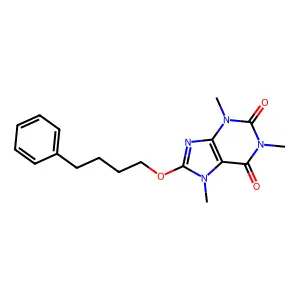 1,3,7-trimethyl-8-(4-phenylbutoxy)purine-2,6-dione structure
