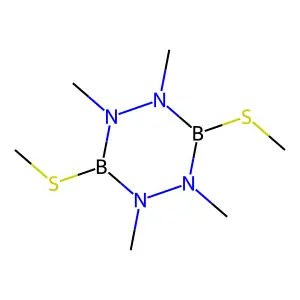 1,2,4,5-tetramethyl-3,6-bis(methylsulfanyl)-1,2,4,5,3,6-tetrazadiborinane structure