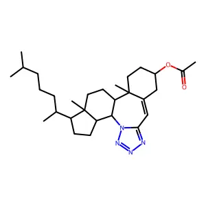 [13,17-dimethyl-18-(6-methylheptan-2-yl)-2,3,4,5-tetrazapentacyclo[12.7.0.02,6.08,13.017,21]henicosa-3,5,7-trien-10-yl] acetate structure