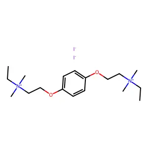 ethyl-[2-[4-[2-[ethyl(dimethyl)azaniumyl]ethoxy]phenoxy]ethyl]-dimethylazanium diiodide structure