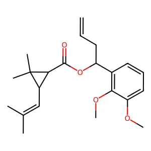 1-(2,3-dimethoxyphenyl)but-3-enyl 2,2-dimethyl-3-(2-methylprop-1-enyl)cyclopropane-1-carboxylate structure