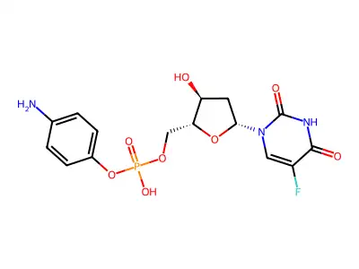1-{5-O-[(4-Aminophenoxy)(hydroxy)phosphoryl]-2-deoxypentofuranosyl}-5-fluoropyrimidine-2,4(1H,3H)-dione structure