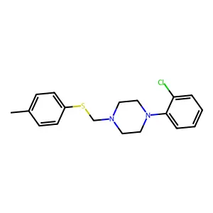 1-(2-chlorophenyl)-4-[(4-methylphenyl)sulfanylmethyl]piperazine structure