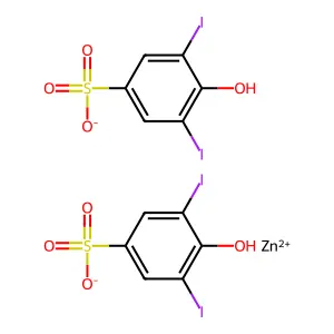 zinc bis(4-hydroxy-3,5-diiodobenzenesulfonate) structure