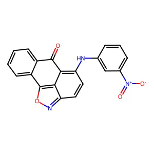 10-(3-nitroanilino)-15-oxa-14-azatetracyclo[7.6.1.02,7.013,16]hexadeca-1(16),2,4,6,9,11,13-heptaen-8-one structure