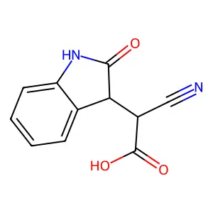 2-cyano-2-(2-oxo-1,3-dihydroindol-3-yl)acetic acid structure