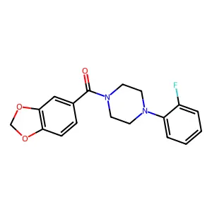 1,3-benzodioxol-5-yl-[4-(2-fluorophenyl)piperazin-1-yl]methanone structure