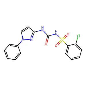 1-(2-chlorophenyl)sulfonyl-3-(1-phenylpyrazol-3-yl)urea structure