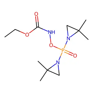 ethyl N-bis(2,2-dimethylaziridin-1-yl)phosphoryloxycarbamate structure