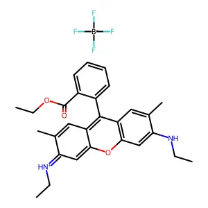 [9-(2-ethoxycarbonylphenyl)-6-(ethylamino)-2,7-dimethylxanthen-3-ylidene]-ethylazanium tetrafluoroborate structure