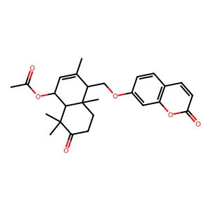 ((1S,4S,4aR,8aR)-3,4a,8,8-Tetramethyl-7-oxo-4-((2-oxochromen-7-yl)oxymethyl)-4,5,6,8a-tetrahydro-1H-naphthalen-1-yl) acetate structure