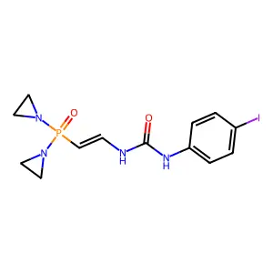 1-[2-[bis(aziridin-1-yl)phosphoryl]ethenyl]-3-(4-iodophenyl)urea structure