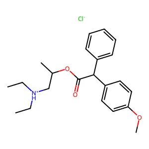 diethyl-[2-[2-(4-methoxyphenyl)-2-phenylacetyl]oxypropyl]azanium chloride structure