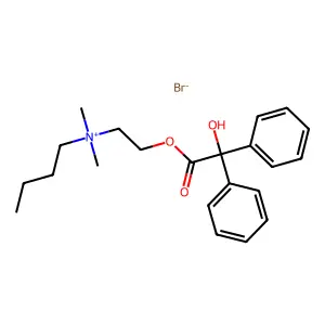 Butyldimethyl(2-hydroxyethyl)ammonium bromide benzilate structure