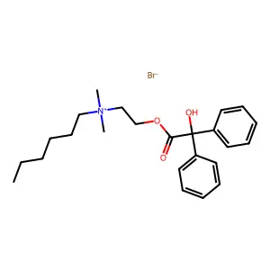 Dimethylhexyl(2-hydroxyethyl)ammonium bromide benzilate structure