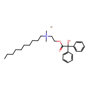 Decyl-dimethyl(2-hydroxyethyl)ammonium bromide benzilate structure