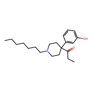 1-[1-heptyl-4-(3-hydroxyphenyl)piperidin-4-yl]propan-1-one structure