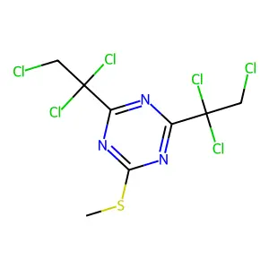 2-methylsulfanyl-4,6-bis(1,1,2-trichloroethyl)-1,3,5-triazine structure